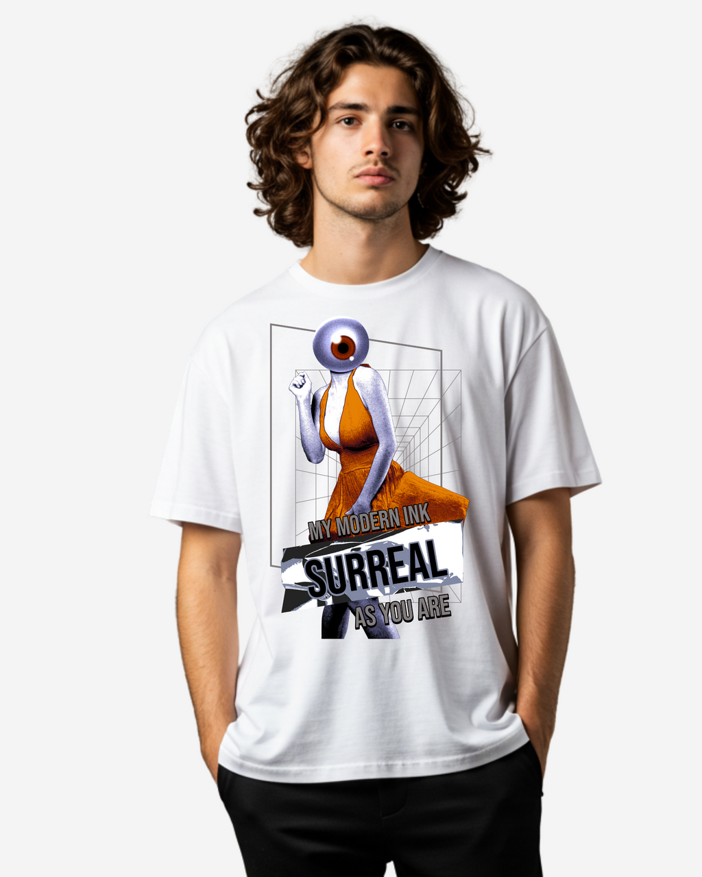Lady Abstract Graphic Men's Oversized T-Shirt