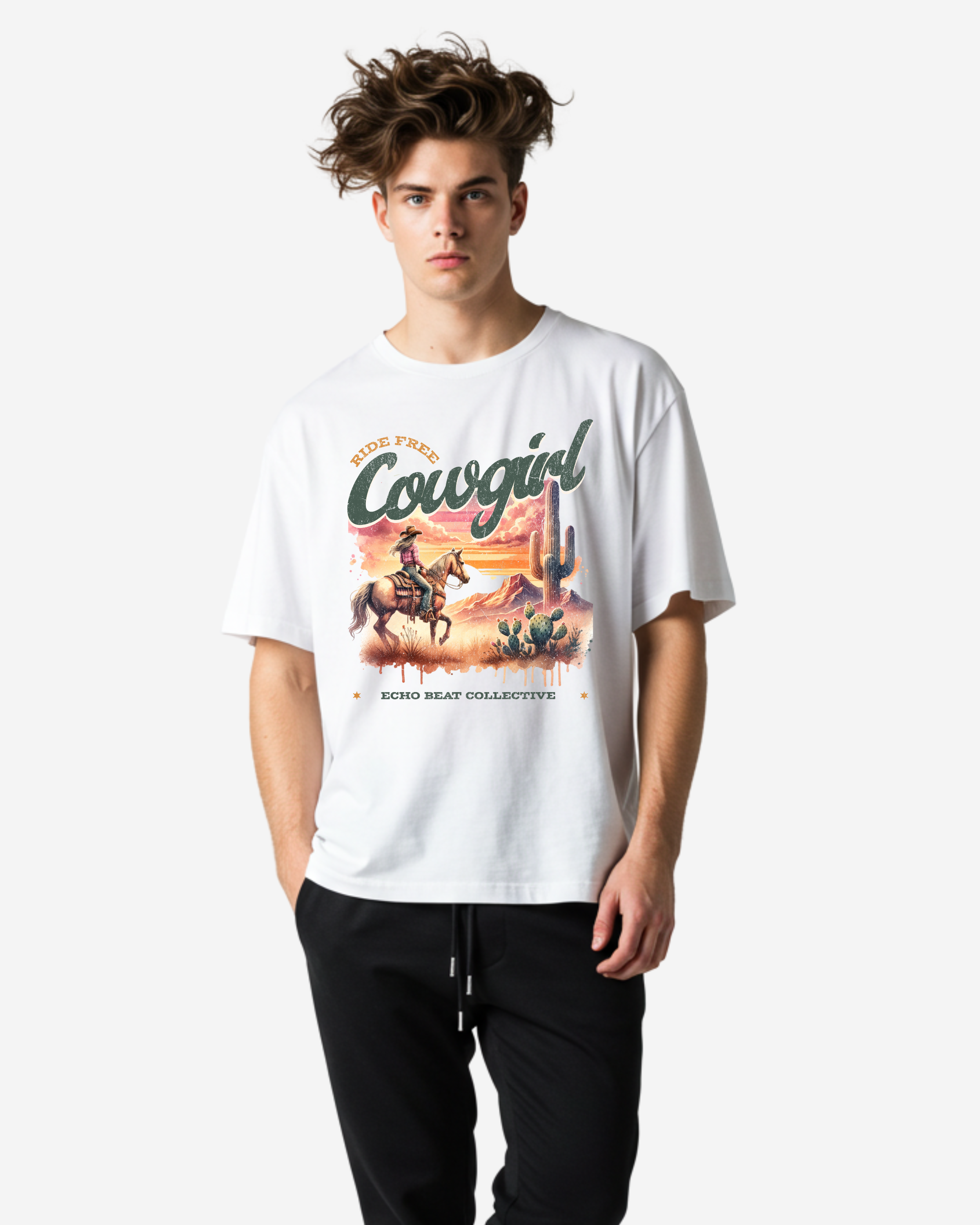 Ride Free Cowgirl Men's Oversized T-Shirt