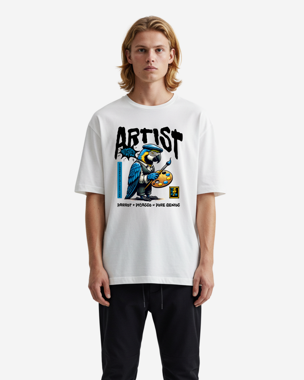 Parrot Artist Bird Men's Oversized T-Shirt