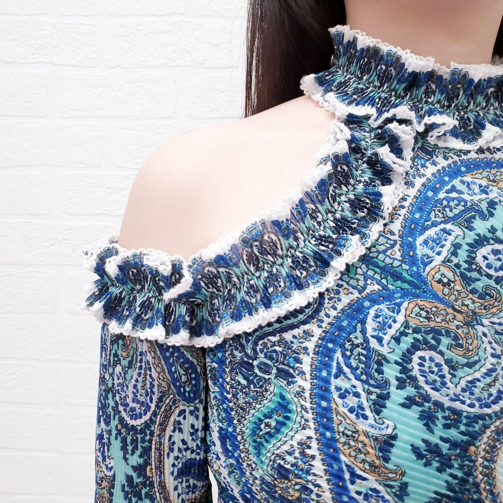ZIMMERMANN 'MONCUR RUFFLE NECK BODICE TOP' - SIZE 3/L
