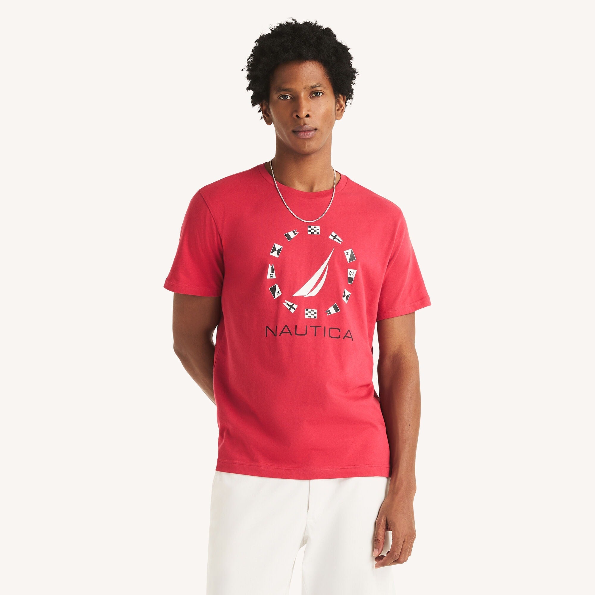 Nautica Mens Flags Graphic T-Shirt