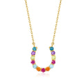 Ross-Simons Multi-Gemstone Horseshoe Necklace in 18kt Gold Over Sterling