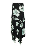 Alaïa Women Black And Aqua Printed Jersey Asymmetric Midi Skirt