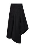 Bottega Veneta Women Black Compact Cotton Canvas Long Asymmetric Skirt