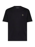 Brunello Cucinelli Men Black Cotton Jersey Logo Crewneck T-Shirt