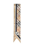 Burberry Women Sand Beige Check Thin Silk Twill Scarf