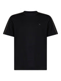Burberry Men Black Cotton T-Shirt With Check Trims