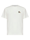 Burberry Men Chalk White Cotton T-Shirt With Knight Patch