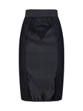 Dolce & Gabbana Women Black Satin And Lace Pencil Midi Skirt