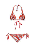 Dolce & Gabbana Women Orange Maiolica-Print Lycra Bikini
