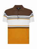 Fendi Men Multicolor Striped Color Block Viscose Knit Polo Shirt