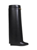 Givenchy Women Black Leather Shark Pinch Knee-High Boots