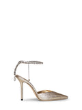 Jimmy Choo Women Platinum Brilliance Fabric Saeda 100 Pumps