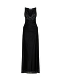 Rabanne Women Black Viscose Jersey And Mesh Long Dress