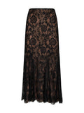 Self Portrait Women Black Lace Midi Skirt