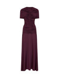 Self Portrait Women Burgundy Jersey Gathered Maxi Dress