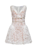 Self Portrait Women White Sequin Tulle And Lace Mini Dress