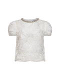 Self Portrait Women White Sequin Tulle And Lace Top