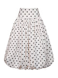 Self Portrait Women Cream Polka Dot Taffeta Midi Skirt