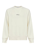 Stone Island Men Ivory Cotton Crewneck Sweatshirt With Compass Print