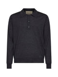 Valentino Men Dark Grey Wool Valentino Polo Shirt With Vlogo Embroidery
