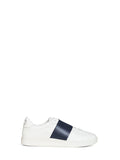 Valentino Garavani Men White And Navy Blue Nappa Calfskin Open Royco Sneakers