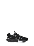 Valentino Garavani Men Black And Grey Mesh And Suede Demivee Sneakers