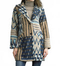 Tweed Long Boucle Coat In Blue Multi