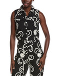 Gracia Sleeveless Embroidered Button Down Vest