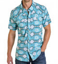 Men's Breathable Ripstop Aztec Short Sleeve Shirt In Turquoise