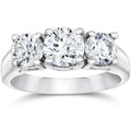 1ct 3-Stone Round Diamond Engagement Ring 14K White Gold Size Selectable