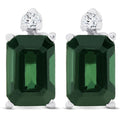 1 1/3ct Green Tourmaline Diamond Studs 14K White Gold