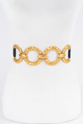 Wide Elastic Waist Belt with Multi Metal Buckle