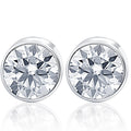 1.00Ct Round Brilliant Cut Natural Diamond Stud Earrings in 14K Gold Round Bezel Setting