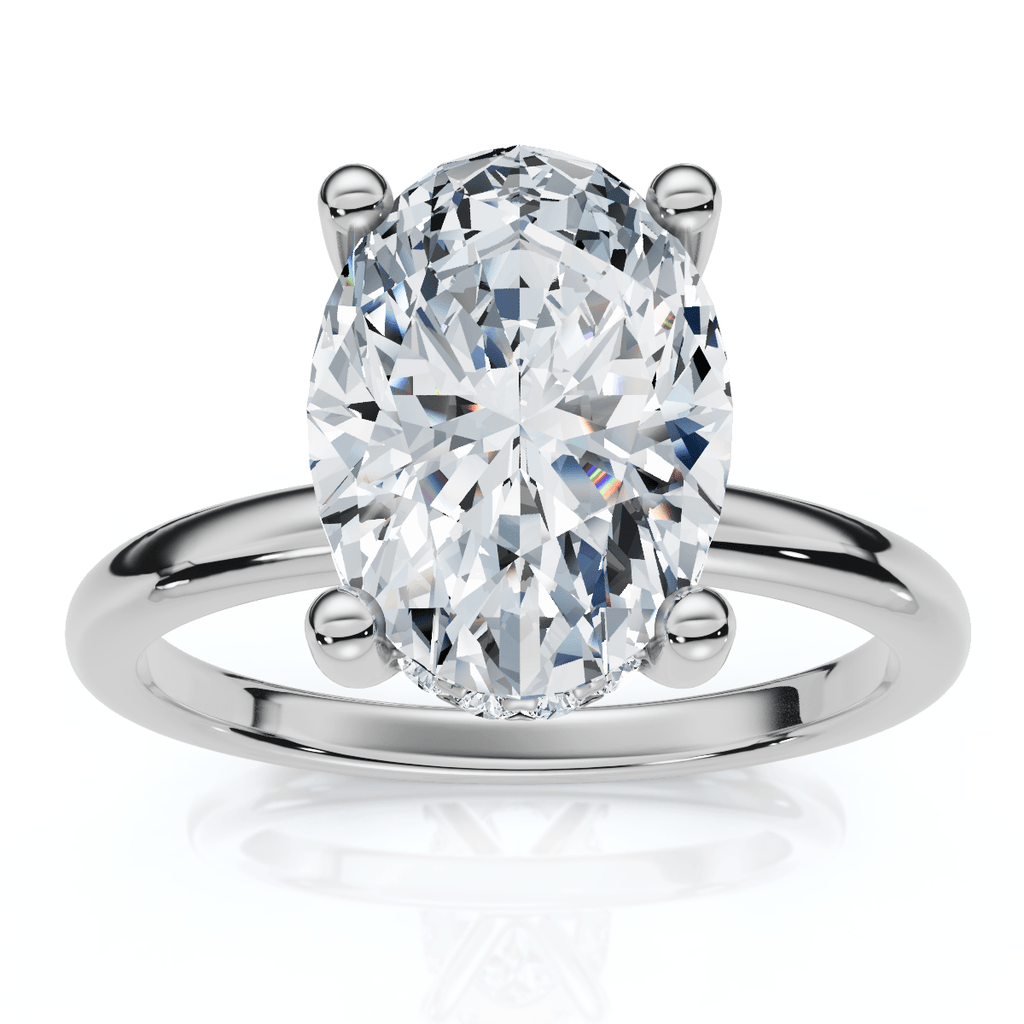 2 1/10Ct Oval Diamond Side Halo Engagement Ring 14k Gold or Platinum Lab Grown