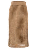 Max Mara Women Mxpgeode - Openwork Cotton Midi Skirt