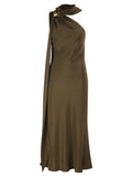 Max Mara Women Mxevasto - One-Shoulder Long Dress In Pure Silk