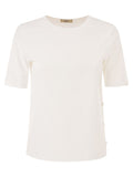 Herno Women Cotton T-Shirt With Logo Buttons On The Sides