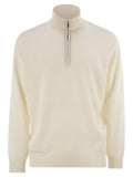 Brunello Cucinelli Men High-Necked Cashmere Sweater With Zip Opening