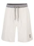 Brunello Cucinelli Men Mélange Cotton And Linen Fleece Bermuda Shorts With Logo