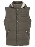 Brunello Cucinelli Men Padded Hooded Gilet In Technical Fabric