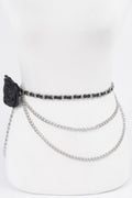 Flower Metal Double Layered Plus Size Chain Belt