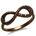 IP Coffee light Brass Ring with AAA Grade CZ in Light Coffee