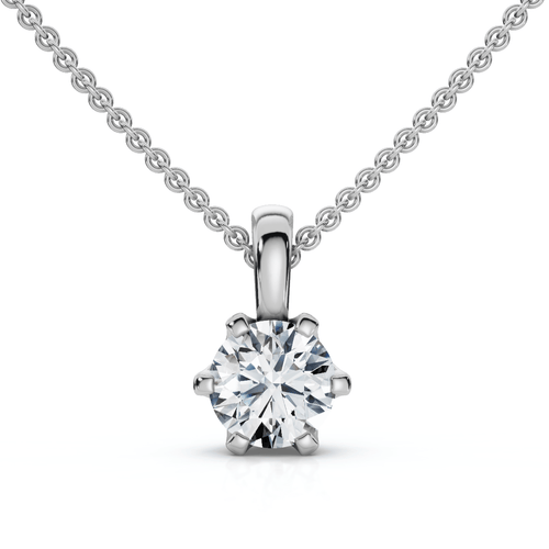 1/4Ct Round Solitaire Brilliant Cut Lab Grown Diamond Pendant 18" Necklace