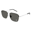 Saint Laurent Sunglasses Aviator Semi Rim, Silver Frame And Grey Lens Sl309M002