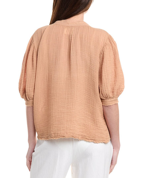 9seed Lightweight Gauze Dashiki Puff Sleeve Top