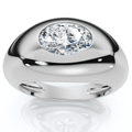 1Ct Sideways Oval Bezel Solitaire Stackable Dome Band Gold Lab Grown