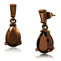 IP Coffee light Brass Earrings with AAA Grade CZ in Light Coffee