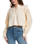 RE/DONE Pirate Linen-Blend Top