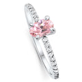 1Ct Accent Side Diamond & Oval Pink Topaz Ring Gold Lab Grown